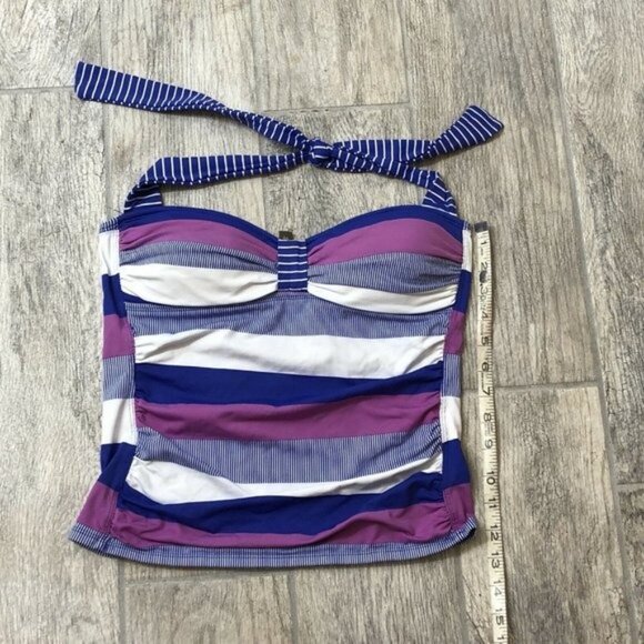 Tommy Bahama Blue Pink Stripe Halter Tankini S Rare - Picture 6 of 12
